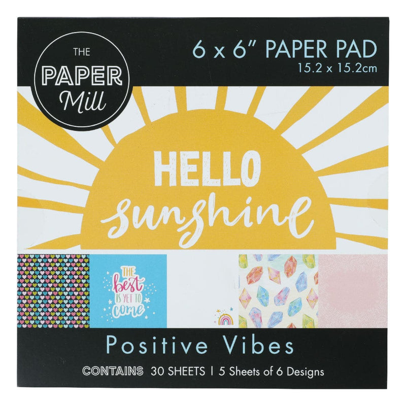 Goldenrod The Paper Mill Paper Pad Positive Vibes Design 6 x 6 Inch 30 Sheets Cardstock