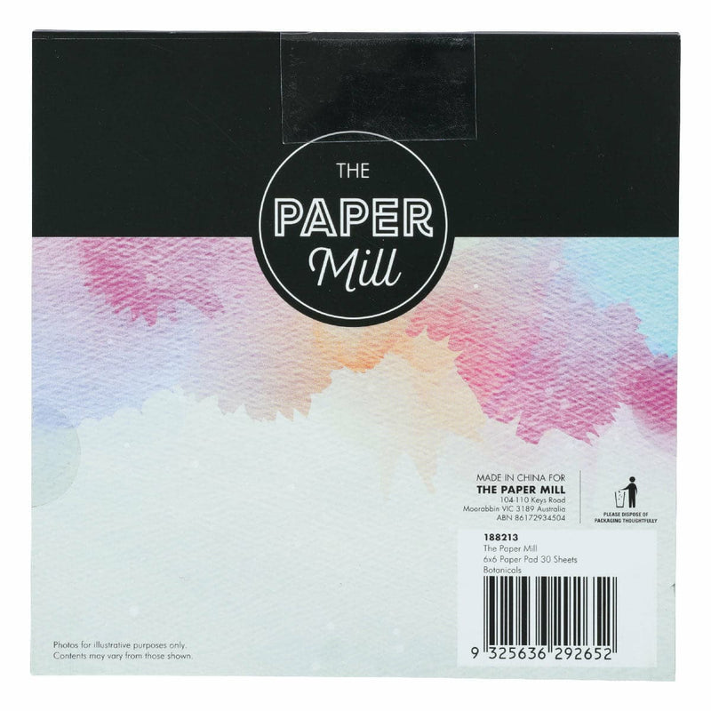Light Gray The Paper Mill Botanicals Paper Pad 15.2x15.2cm (30 Sheets) Cardstock