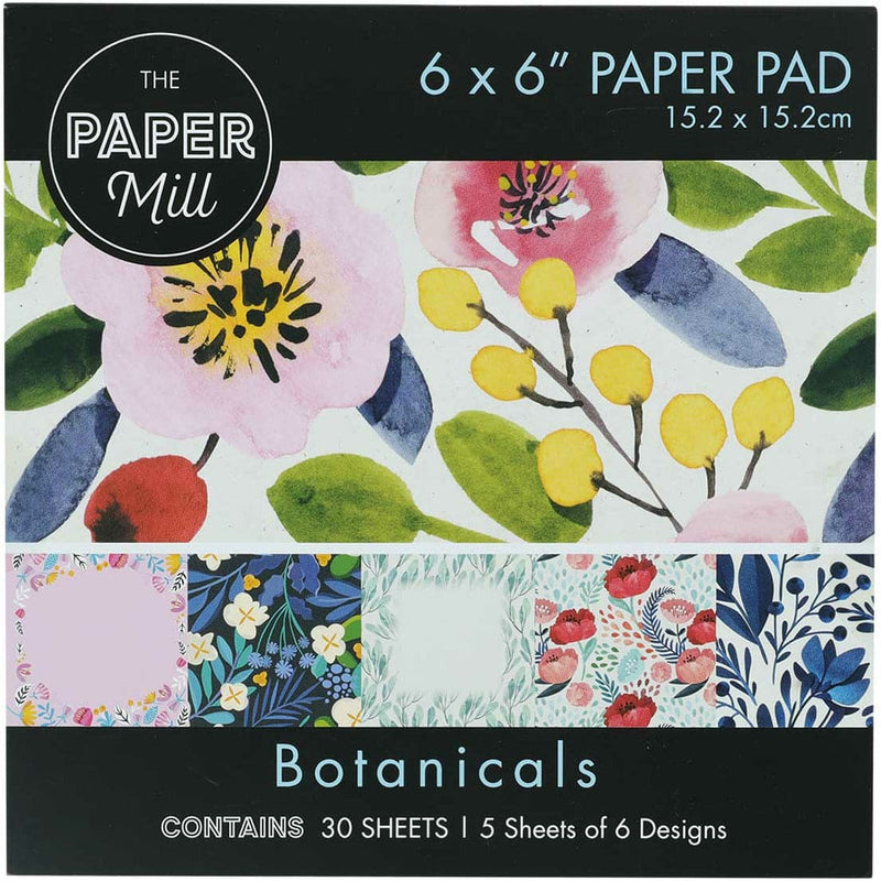 Yellow Green The Paper Mill Botanicals Paper Pad 15.2x15.2cm (30 Sheets) Cardstock