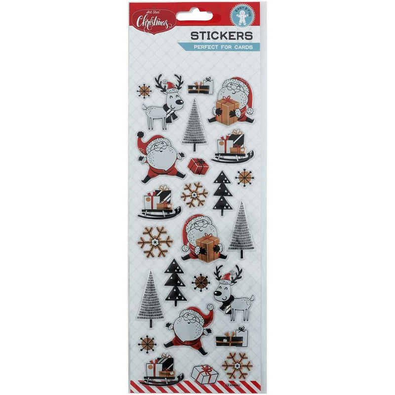 Gray Art Star Christmas Embossed Foil Stickers Christmas