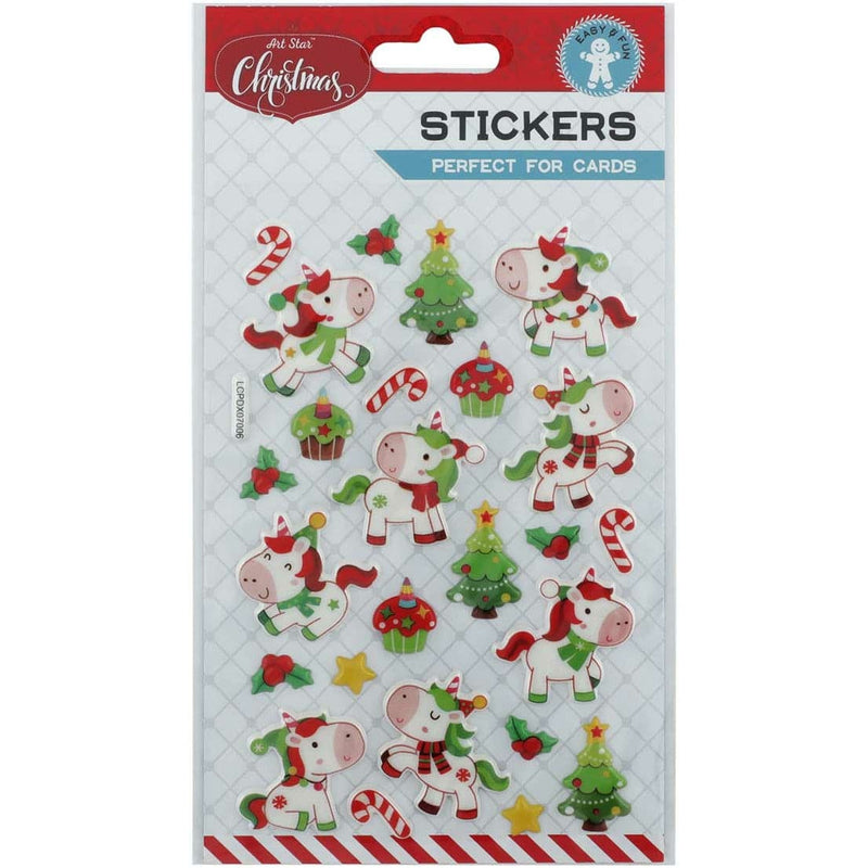 Gray Art Star Christmas Puffy Unicorn Novelty Stickers Christmas