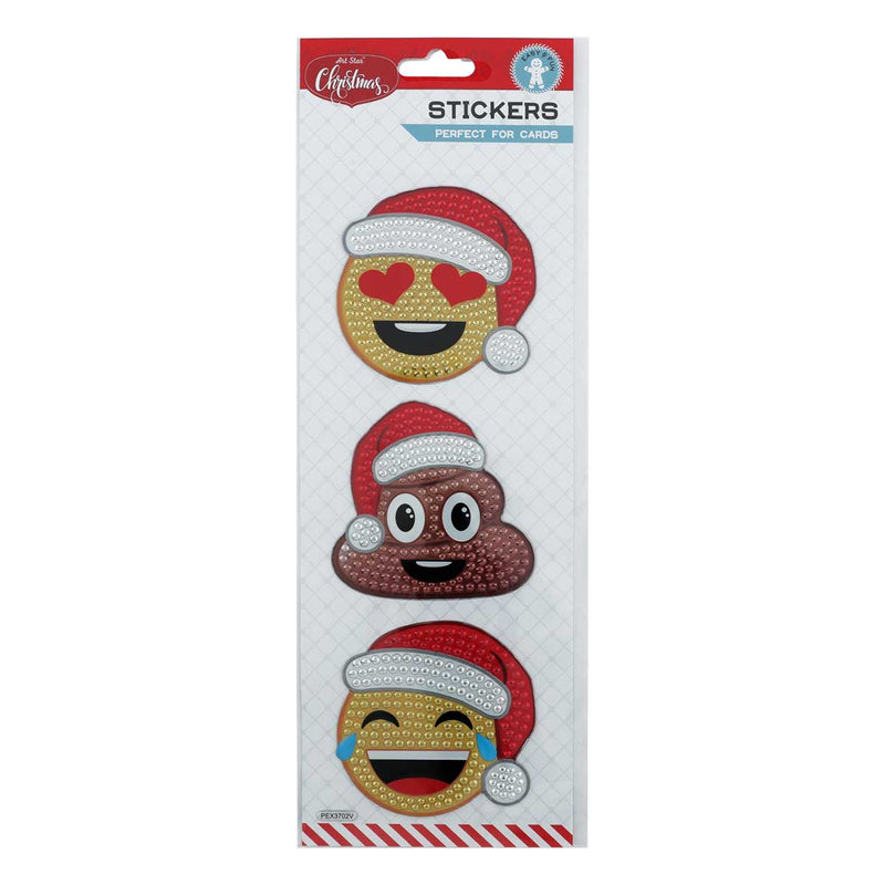 Light Gray Art Star Christmas Emoji Stickers 3 Pieces Christmas
