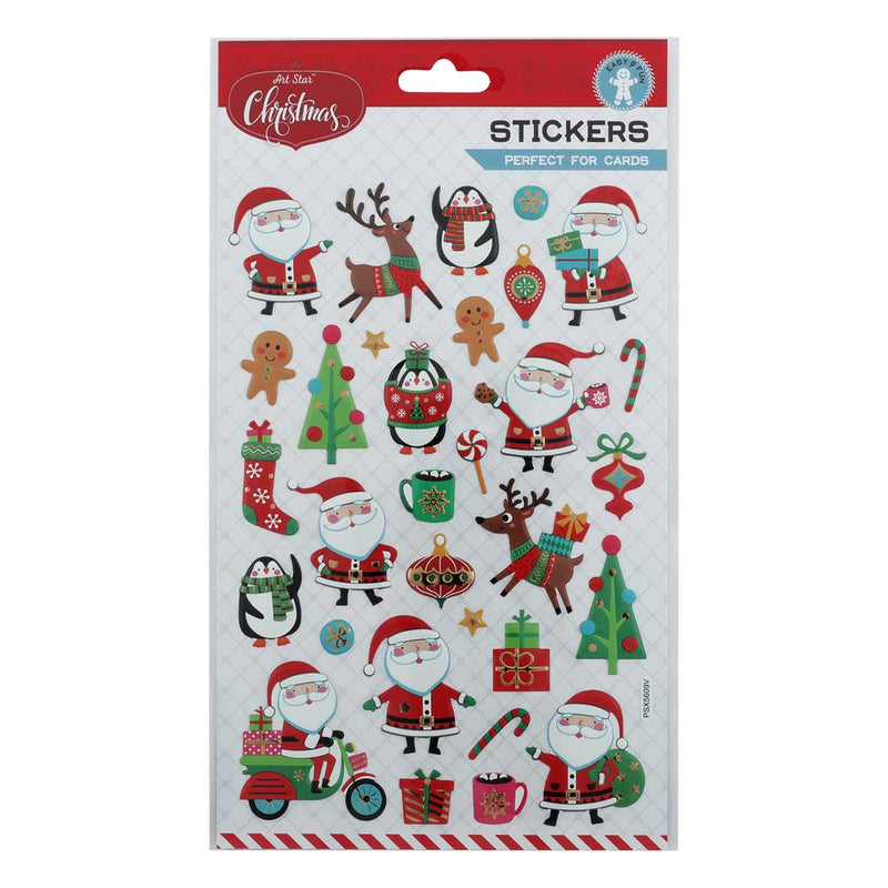 Gray Art Star Christmas Santa and Friends Stickers Christmas