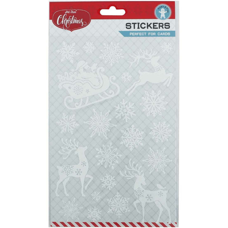 Light Gray Art Star Christmas Snowflake and Reindeer Stickers Christmas