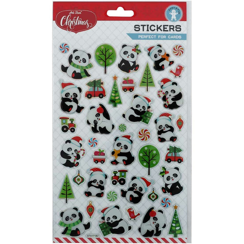 Gray Art Star Christmas Decorative Panda Stickers Christmas