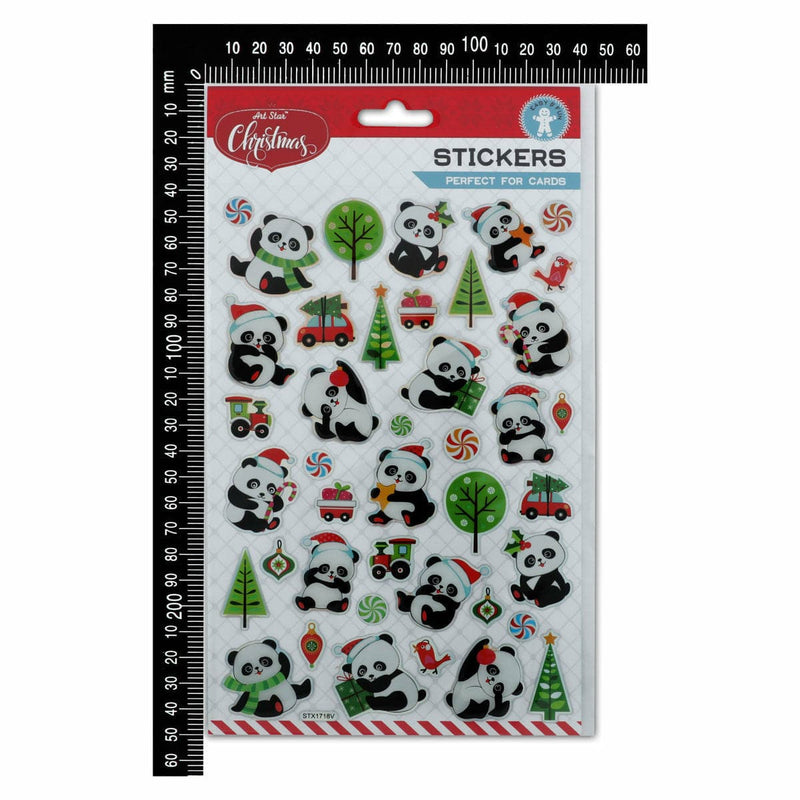 Gray Art Star Christmas Decorative Panda Stickers Christmas