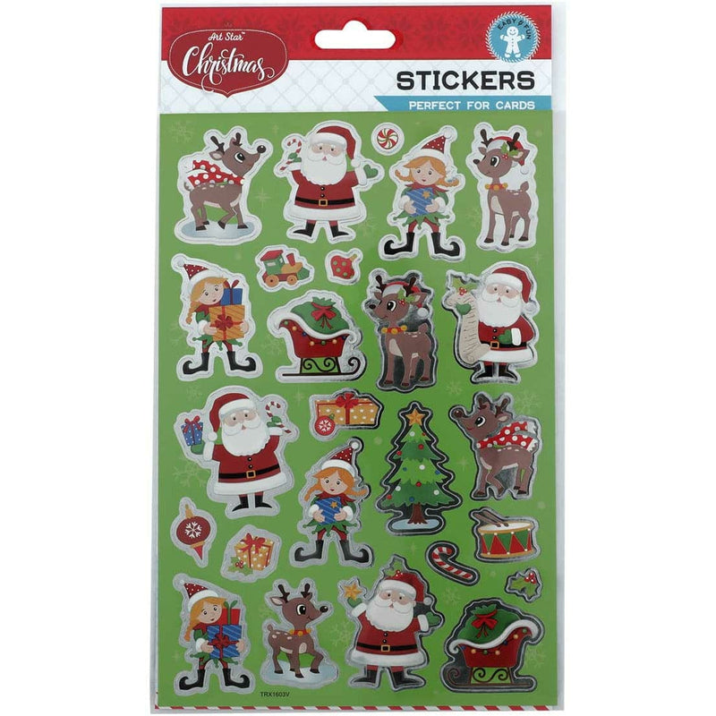 Dim Gray Art Star Christmas Paper Stickers with Foil Christmas