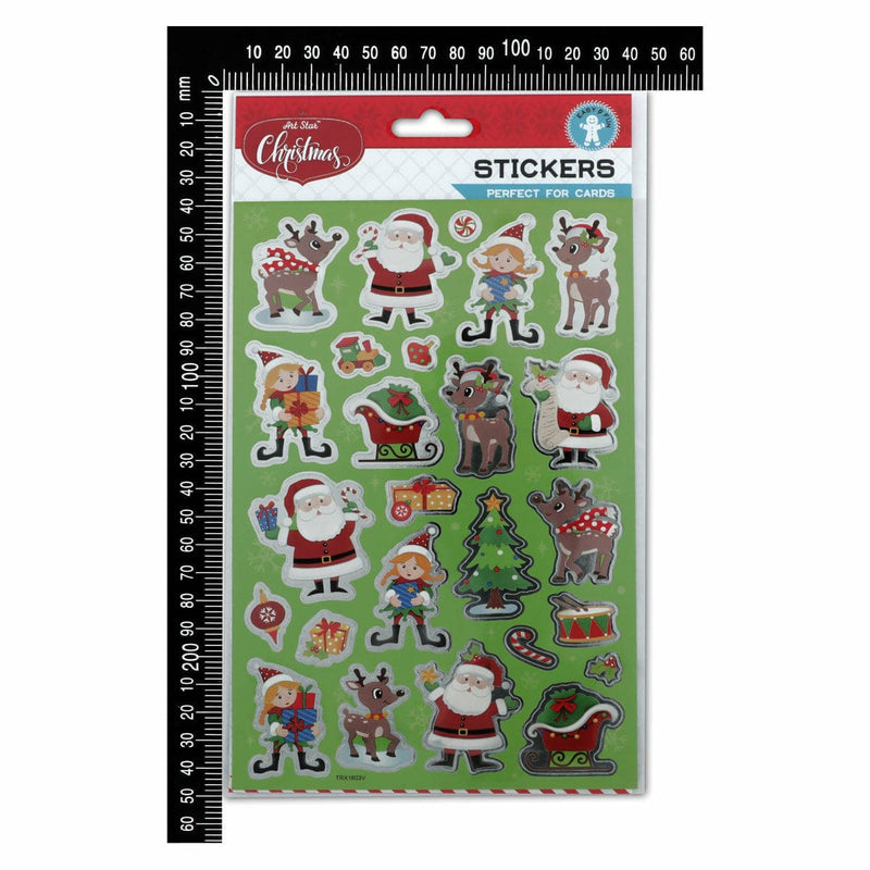 Dim Gray Art Star Christmas Paper Stickers with Foil Christmas