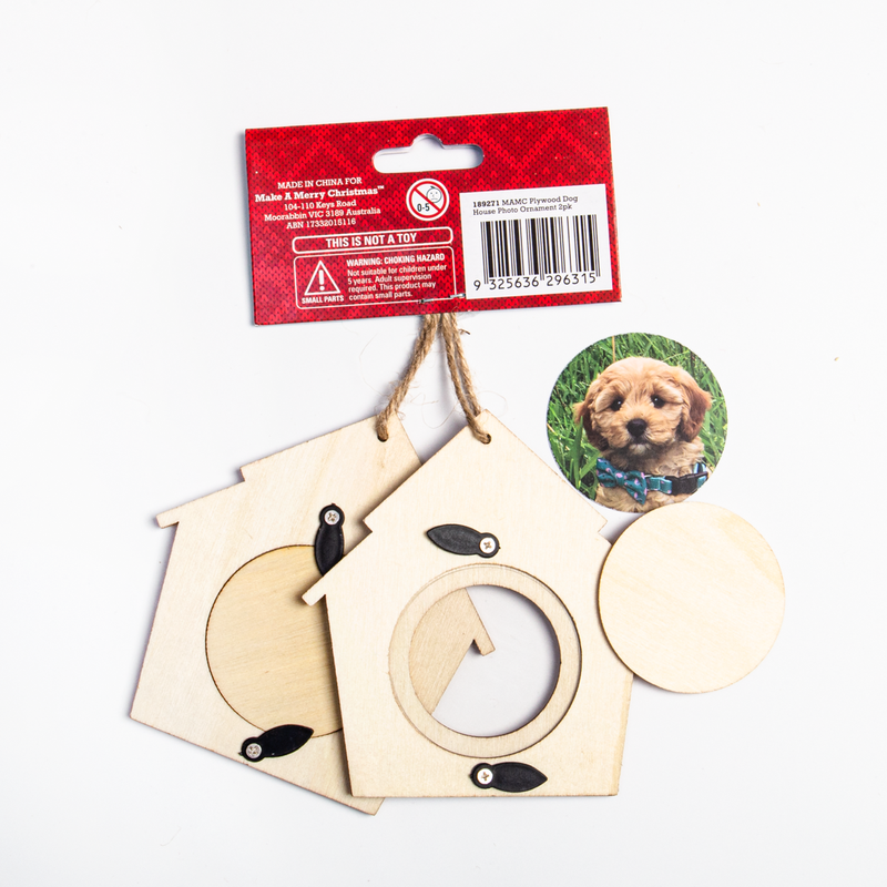 Maroon Make A Merry Christmas Plywood Dog House Photo Ornament 2 Pack Christmas