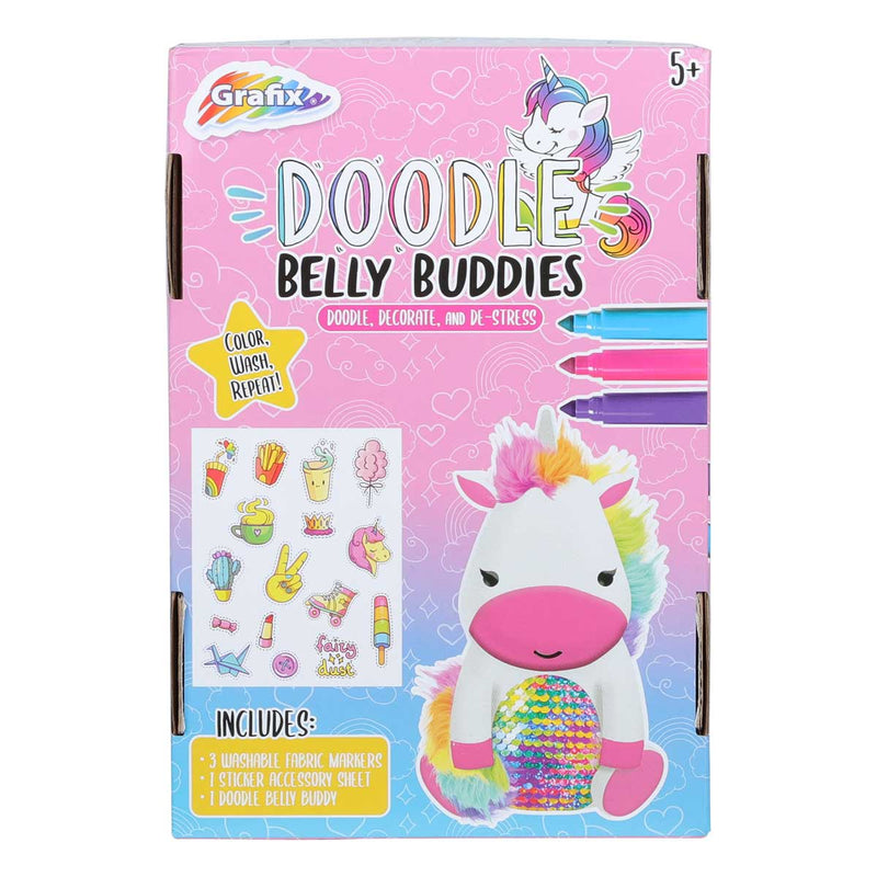 Plum Grafix Doodle Belly Buddy Unicorn Plush Kids Kits