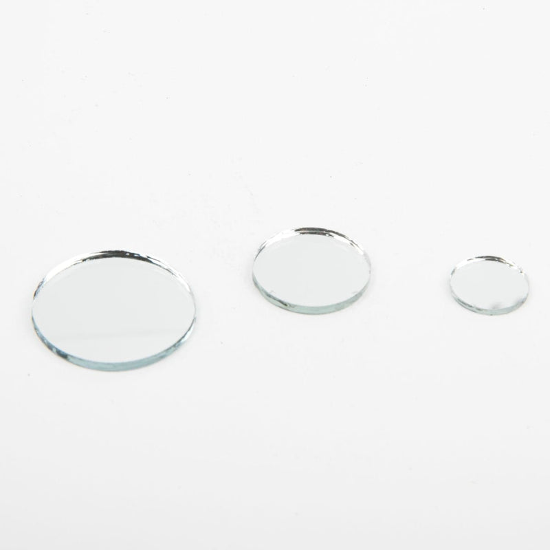 Lavender Round Glass Mirrors - Silver - 25 Pieces Assorted Sizes Shells Glass and Mirrors