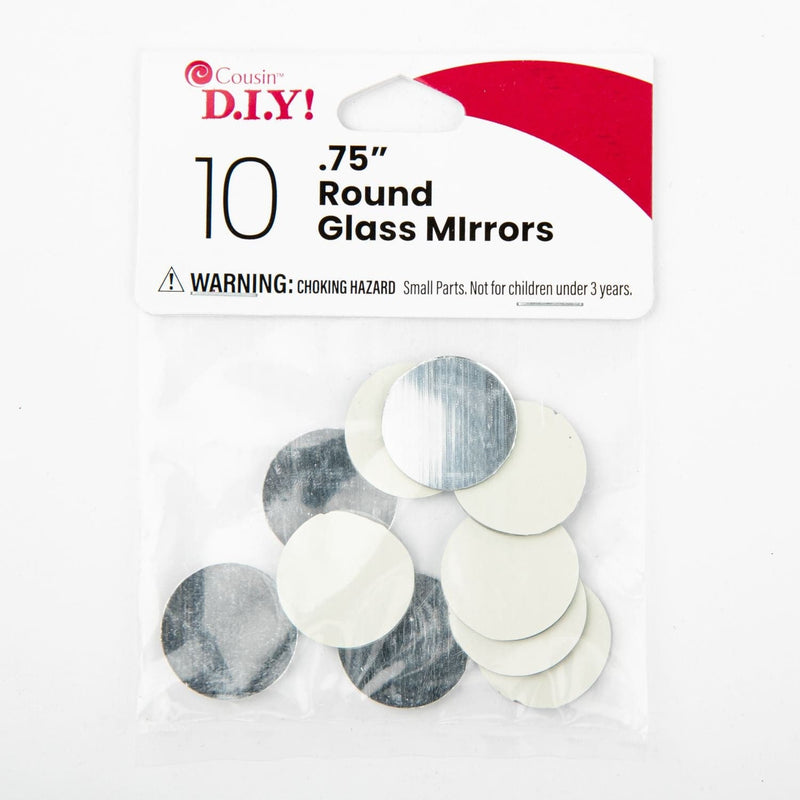 Gray Round Glass Mirrors 19mm - 10 Pieces - Silver Shells Glass and Mirrors