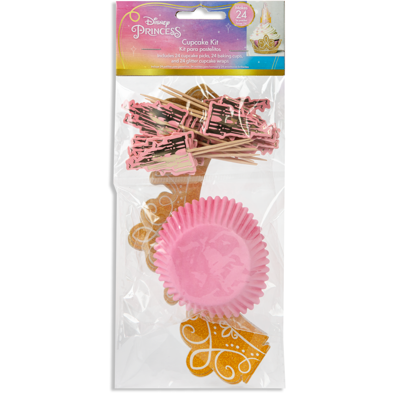 Thistle Disney Princess Once Upon A Time Glittered Cupcake Kit (24 Pieces) Party Supplies