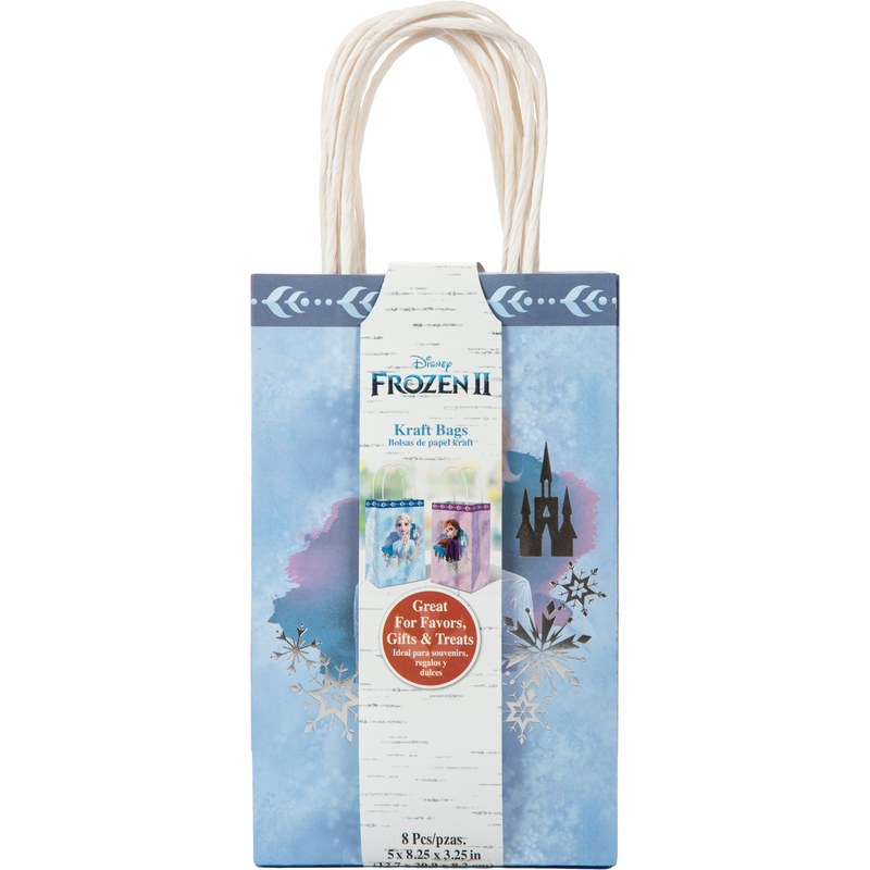 Light Steel Blue Frozen 2 Kraft Paper Gift Bags 12x21x8cm (8 Pieces) Party Supplies