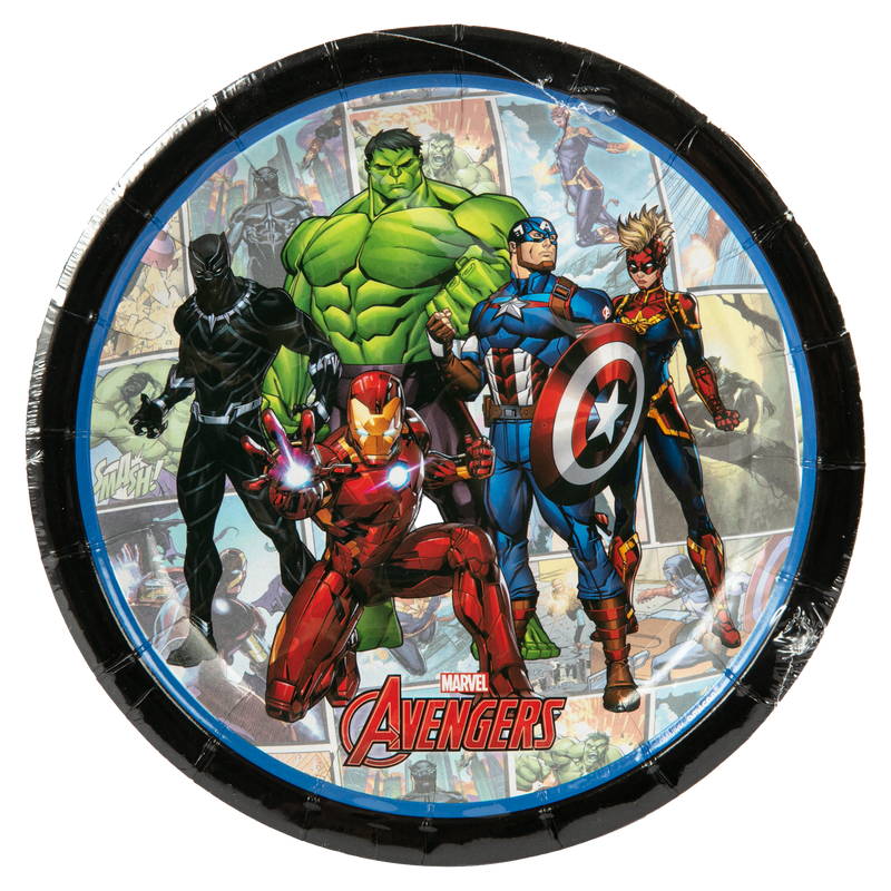 Gray Marvel Avengers Powers Unite-Paper Plates  9" / 23cm (8 Pieces) Party Supplies