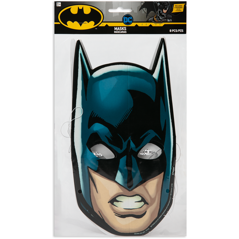 Black Batman Heroes Unite Paper Masks 21cm x 24cm (8 Pieces) Party Supplies