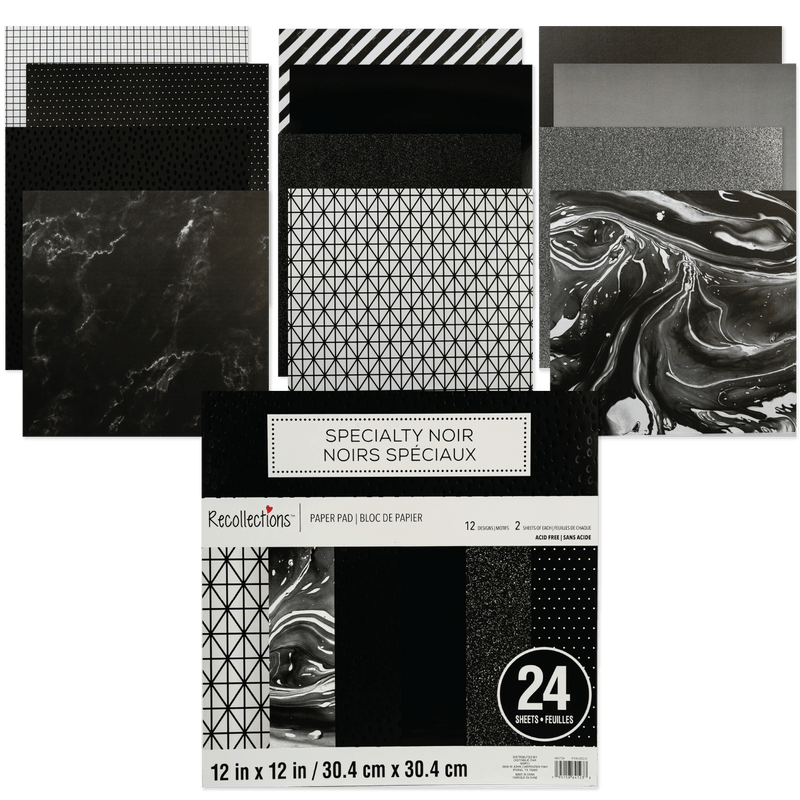 Light Gray Recollections Specialty Noir 12X12 Inch  Printed 220gsm Paper Pad 48 sheets Paper Packs