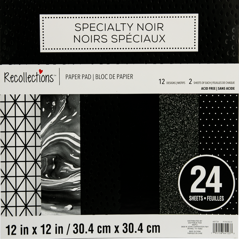 Light Gray Recollections Specialty Noir 12X12 Inch  Printed 220gsm Paper Pad 48 sheets Paper Packs