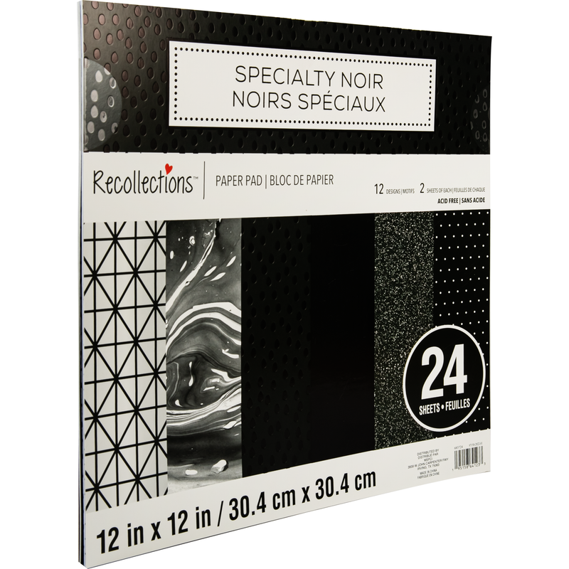 Black Recollections Specialty Noir 12X12 Inch  Printed 220gsm Paper Pad 48 sheets Paper Packs