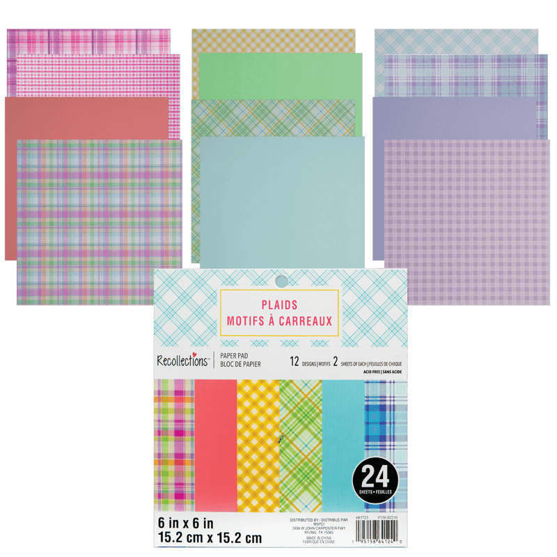 Gray Recollections Plaids 6x6  Inch Printed Paper Pad 24 sheets Paper Packs