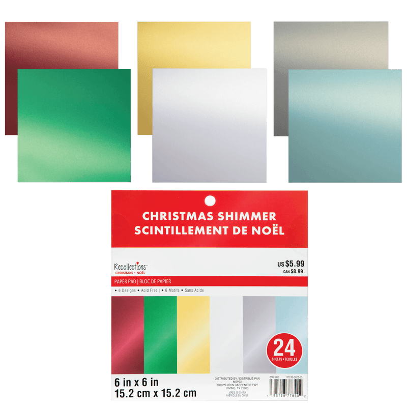 Light Gray Recollections Paper Pad 6X6 Christmas Shimmer 24 Sheets Christmas
