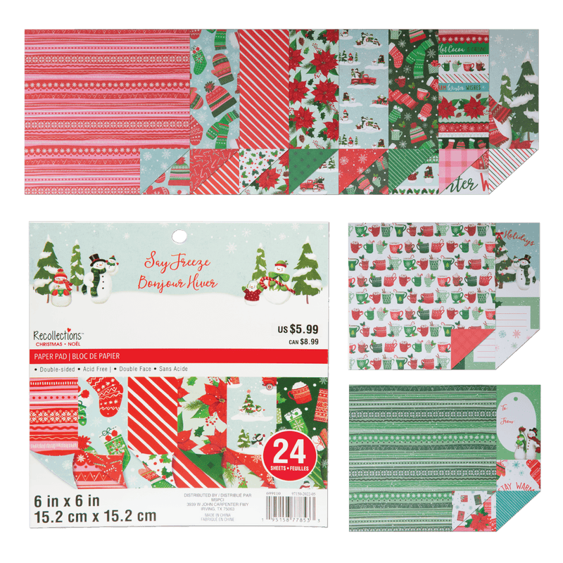 Light Gray Recollections Paper Pad 6X6 Say Freeze 24 Sheets Christmas