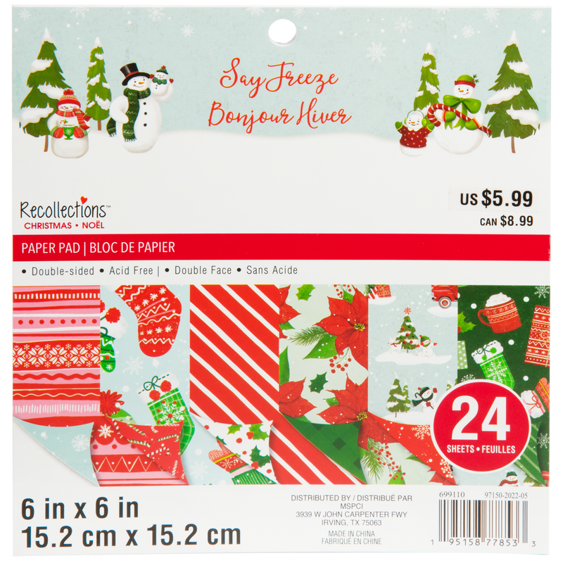 Beige Recollections Paper Pad 6X6 Say Freeze 24 Sheets Christmas