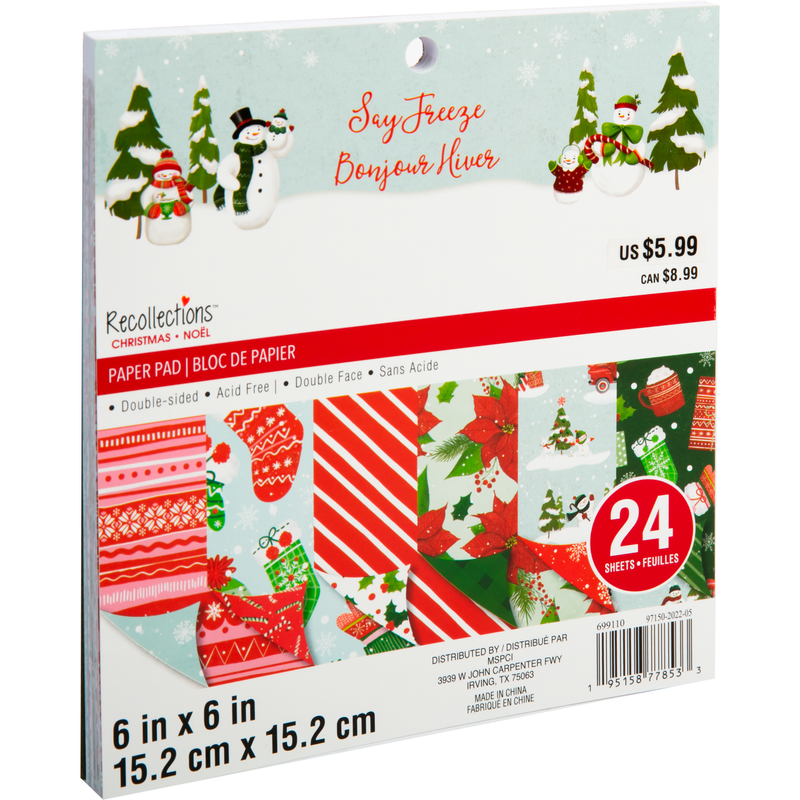 Light Gray Recollections Paper Pad 6X6 Say Freeze 24 Sheets Christmas