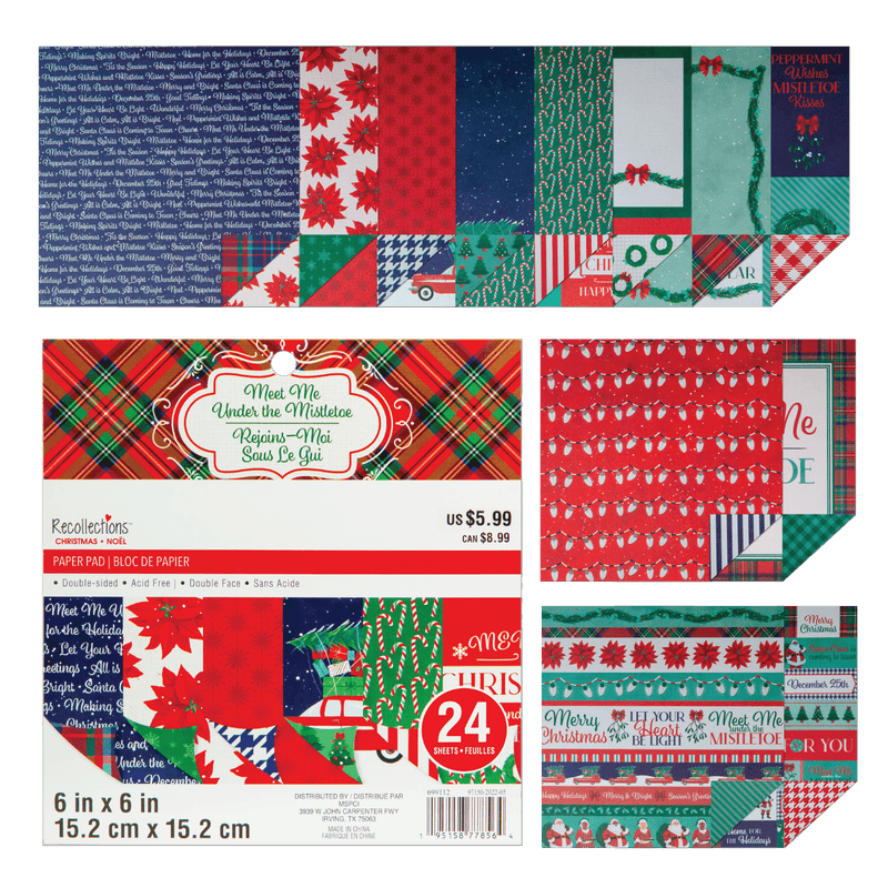 Light Gray Recollections Paper Pad 6X6 Meet Me Uder The Mistletoe 24 Sheets Christmas