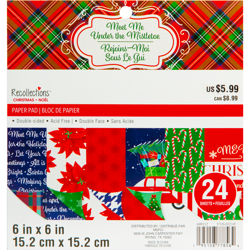 Beige Recollections Paper Pad 6X6 Meet Me Uder The Mistletoe 24 Sheets Christmas