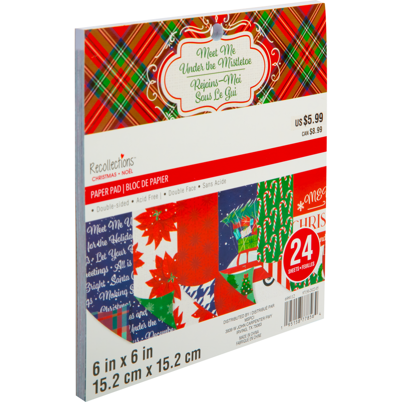 Dark Slate Gray Recollections Paper Pad 6X6 Meet Me Uder The Mistletoe 24 Sheets Christmas