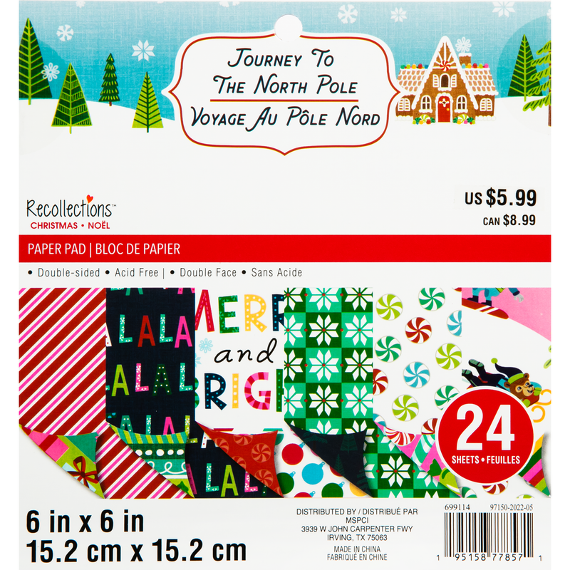 Dark Slate Gray Recollections Paper Pad 6X6 Journey To The North Pole 24 Sheets Christmas