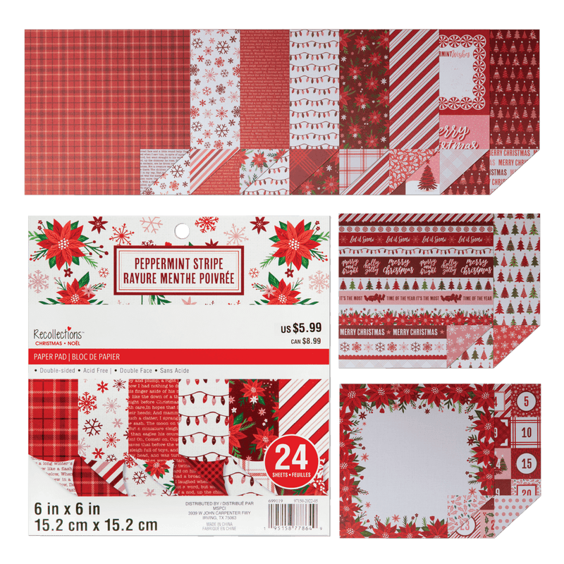 Light Gray Recollections Paper Pad 6X6 Peppermint Twist 24 Sheets Christmas