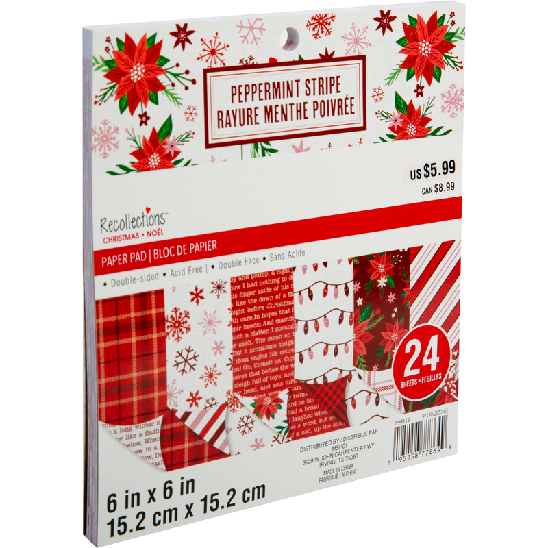 Light Gray Recollections Paper Pad 6X6 Peppermint Twist 24 Sheets Christmas