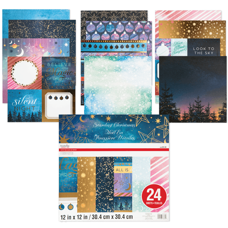 Dark Slate Gray Recollections Paper Pad 12X12 Starry Night 24 Sheets Christmas