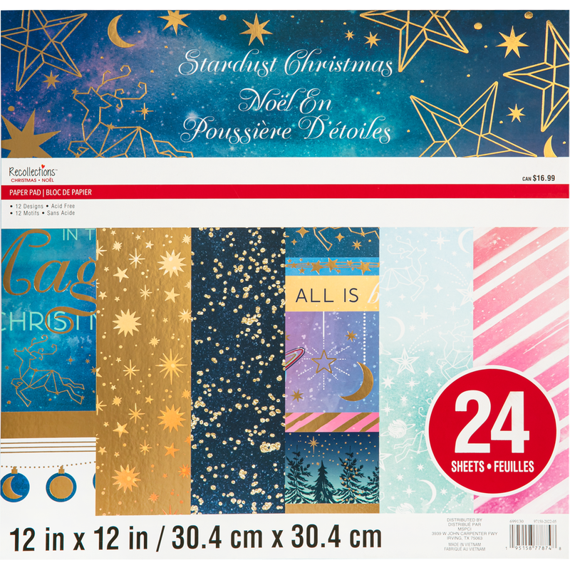 Light Gray Recollections Paper Pad 12X12 Starry Night 24 Sheets Christmas