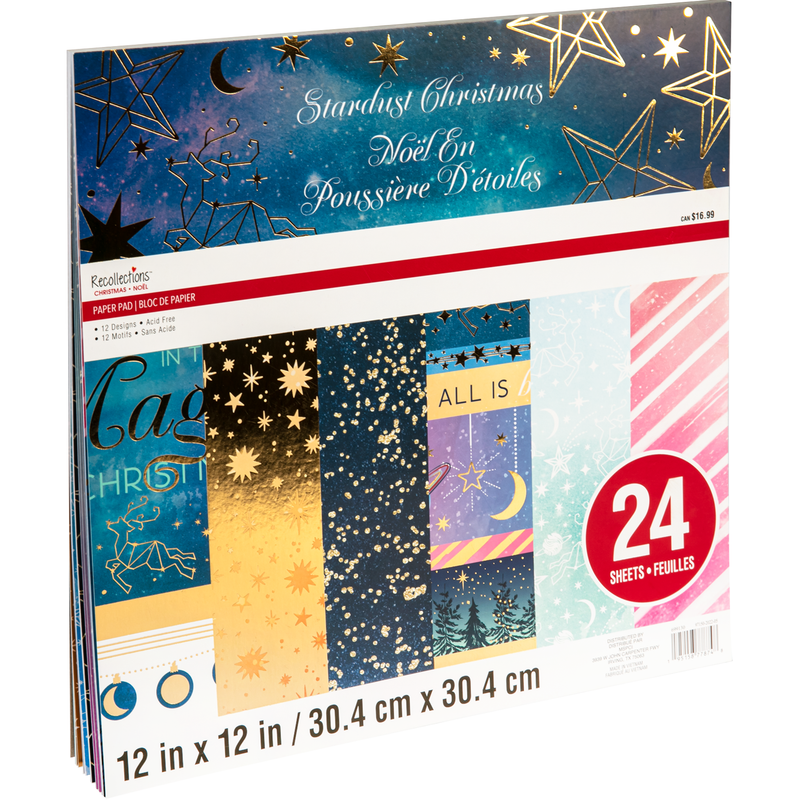 Light Gray Recollections Paper Pad 12X12 Starry Night 24 Sheets Christmas