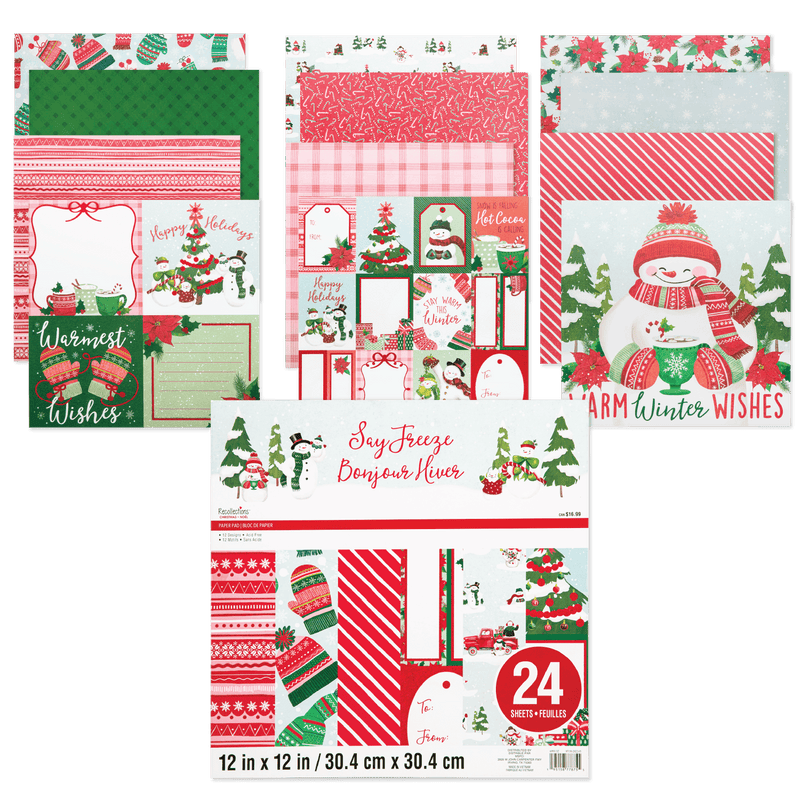 Misty Rose Recollections Paper Pad 12X12 Say Freeze 24 Sheets Christmas