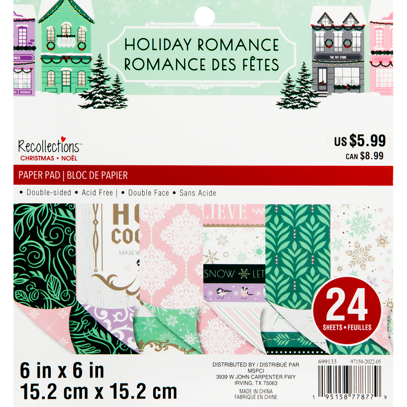 Beige Recollections Paper Pad 6X6 Holiday Romance 24 Sheets Christmas