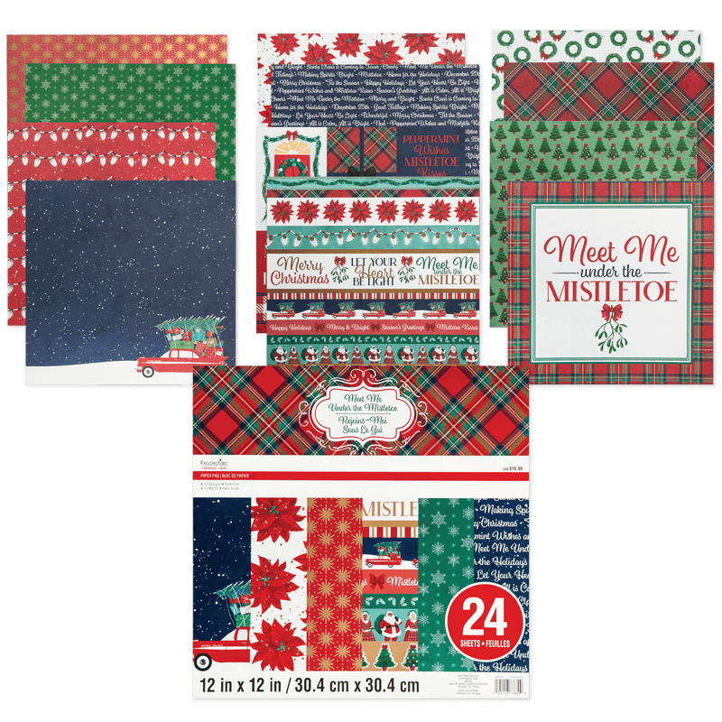 Dark Slate Gray Recollections Paper Pad 12X12 Meet Me Under The Mistletoe 24 Sheets Christmas