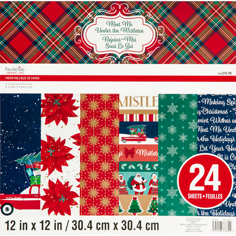 Beige Recollections Paper Pad 12X12 Meet Me Under The Mistletoe 24 Sheets Christmas