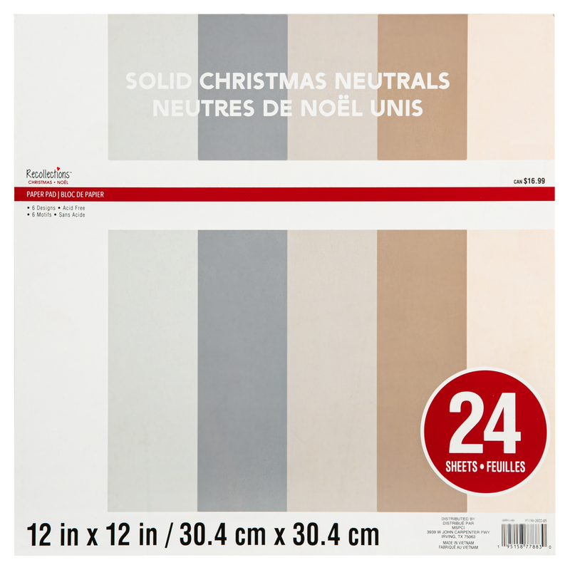 Light Gray Recollections Paper Pad 12X12 Christmas Neutrals 24 Sheets Christmas