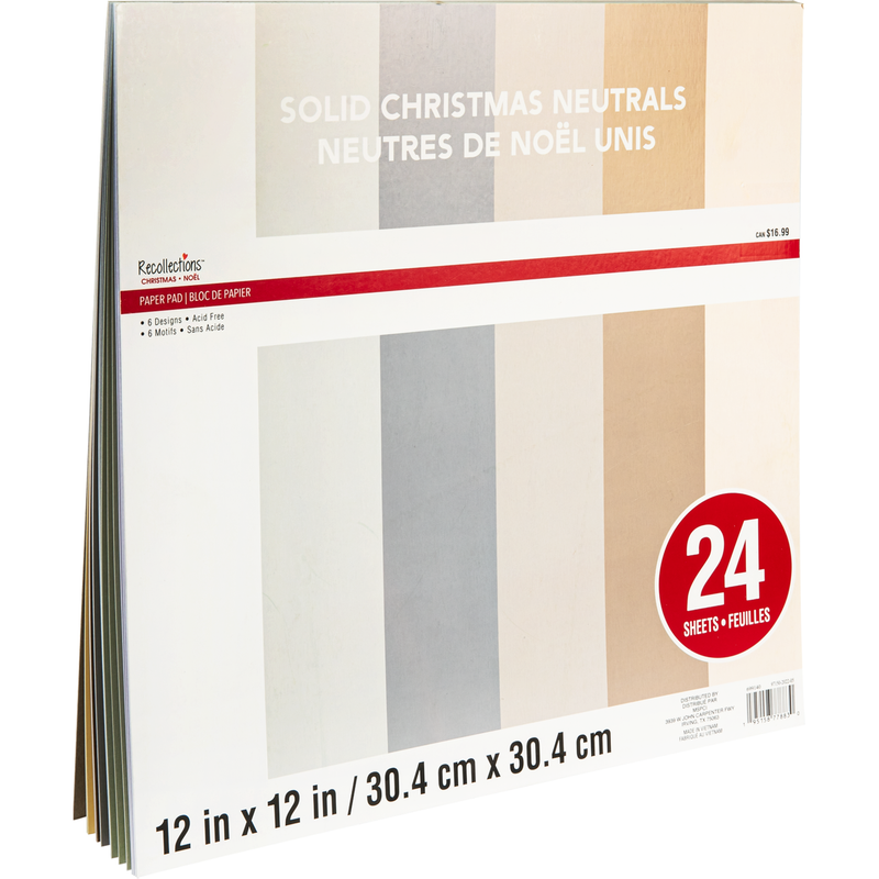 Antique White Recollections Paper Pad 12X12 Christmas Neutrals 24 Sheets Christmas