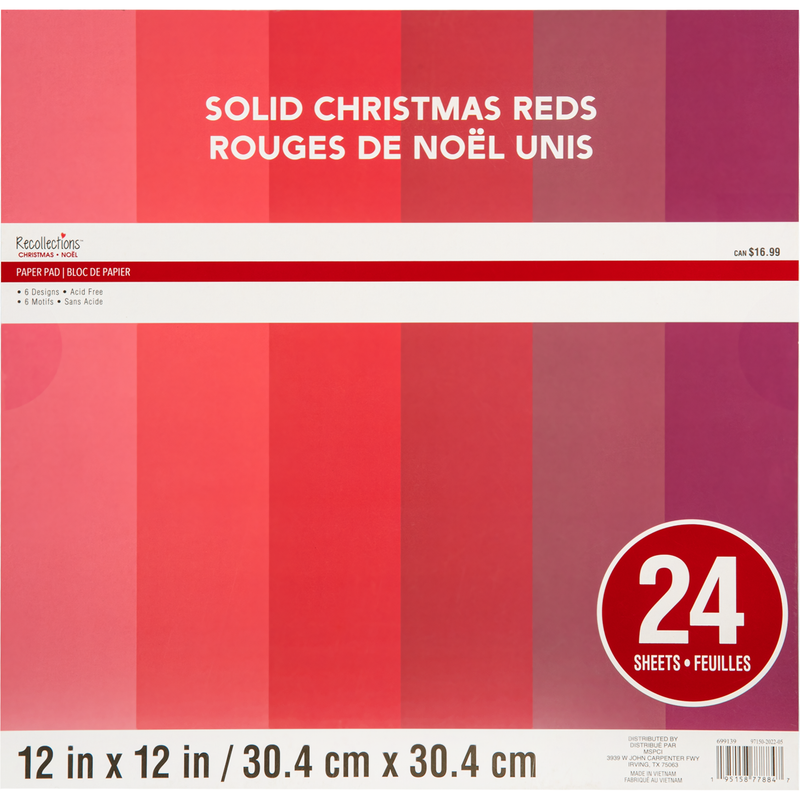 Maroon Recollections Cardstock Pad 12X12 Crimson 24 Sheets Christmas