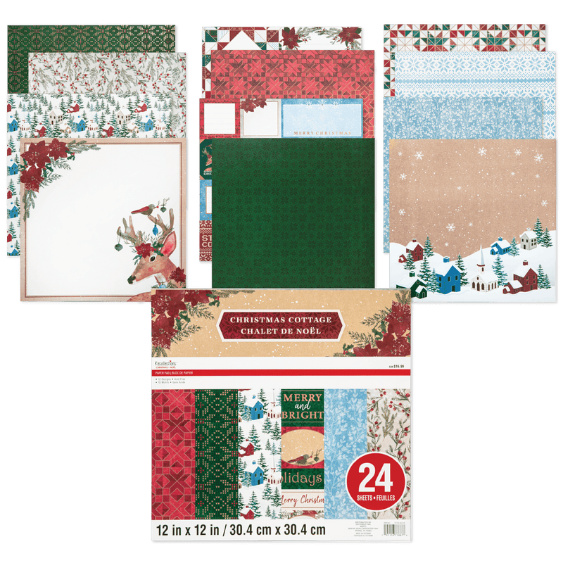 Dark Slate Gray Recollectios Paper Pad 12X12 Christmas Cottage 24 Sheets Christmas