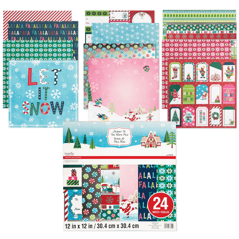 Sea Green Recollections Paper Pad 12X12 Journey To North Pole 24 Sheets Christmas