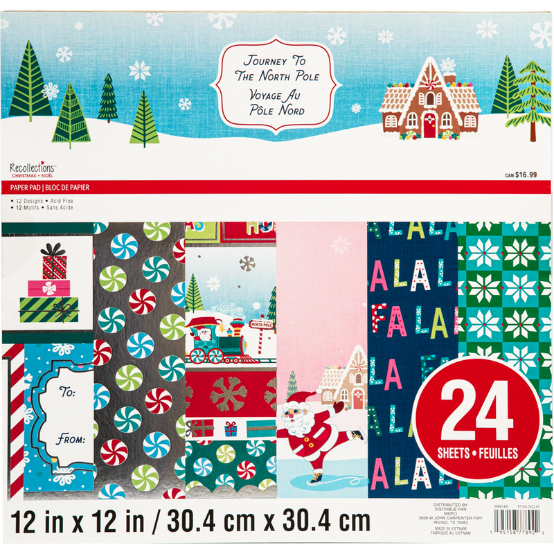 Sea Green Recollections Paper Pad 12X12 Journey To North Pole 24 Sheets Christmas