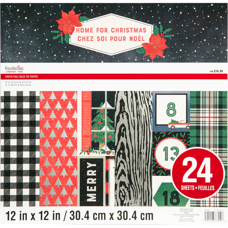 Dark Slate Gray Recollections Paper Pad 12X12 Home For Christmas 24 Sheets Christmas