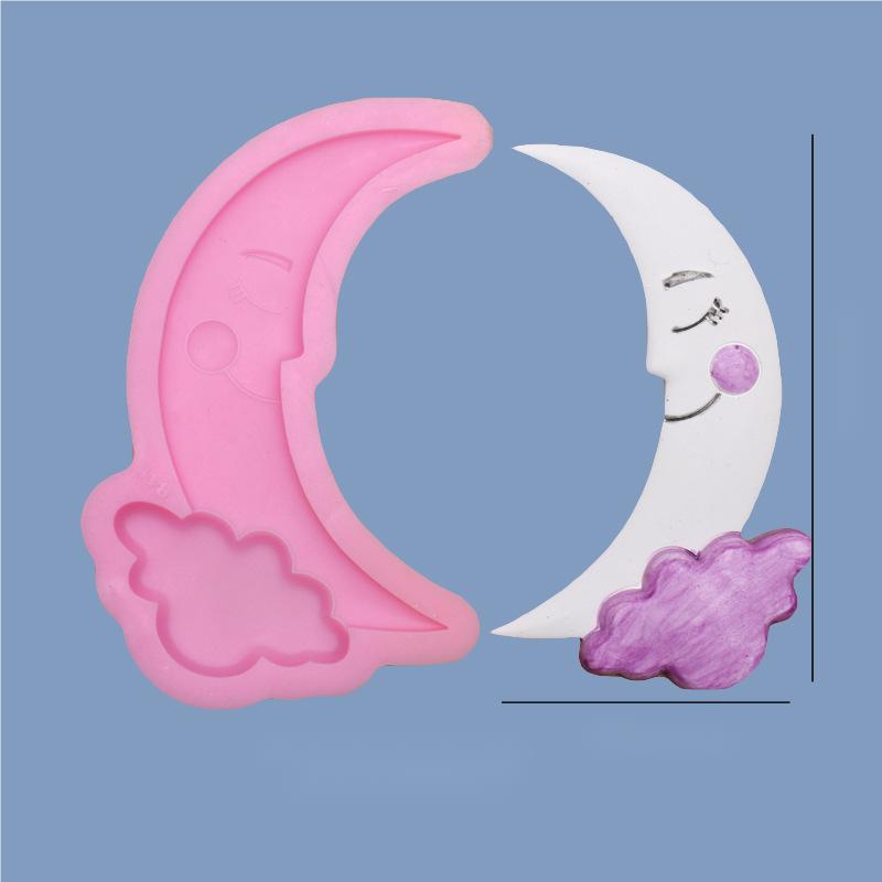 Dark Gray The Clay Studio Smiling Moon And Clouds Silicone Mould for Polymer Clay and Resin 12x6.7x1cm Resin Moulds