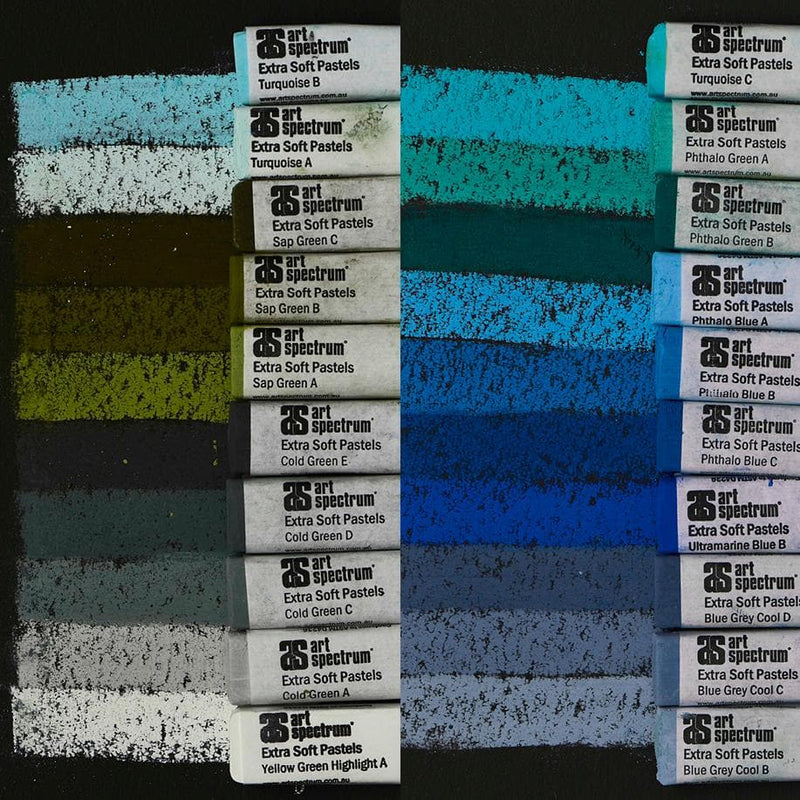 Midnight Blue Art Spectrum Extra Soft Square Pastel Set Of 20 - Temperate Landscape Pastels & Charcoal